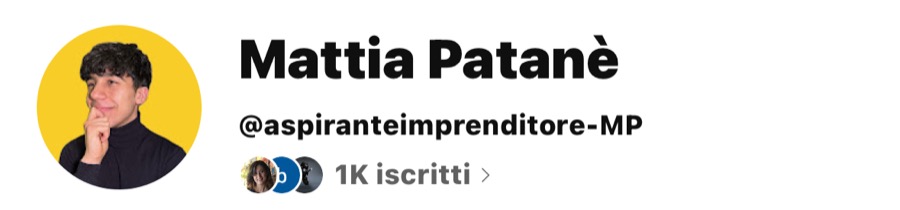 Testata canale YouTube di Mattia Patanè